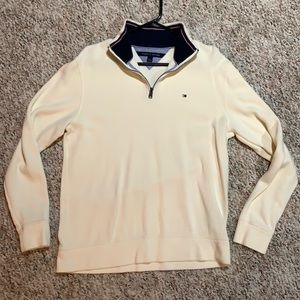 Men’s Tommy Hilfiger 1/4 Zip Sweater Cream Size M